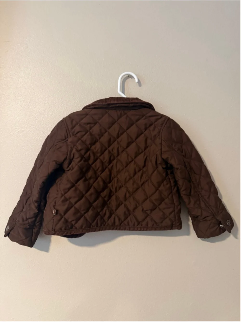 Girls Quilted Brown Jacket with Pink Lining